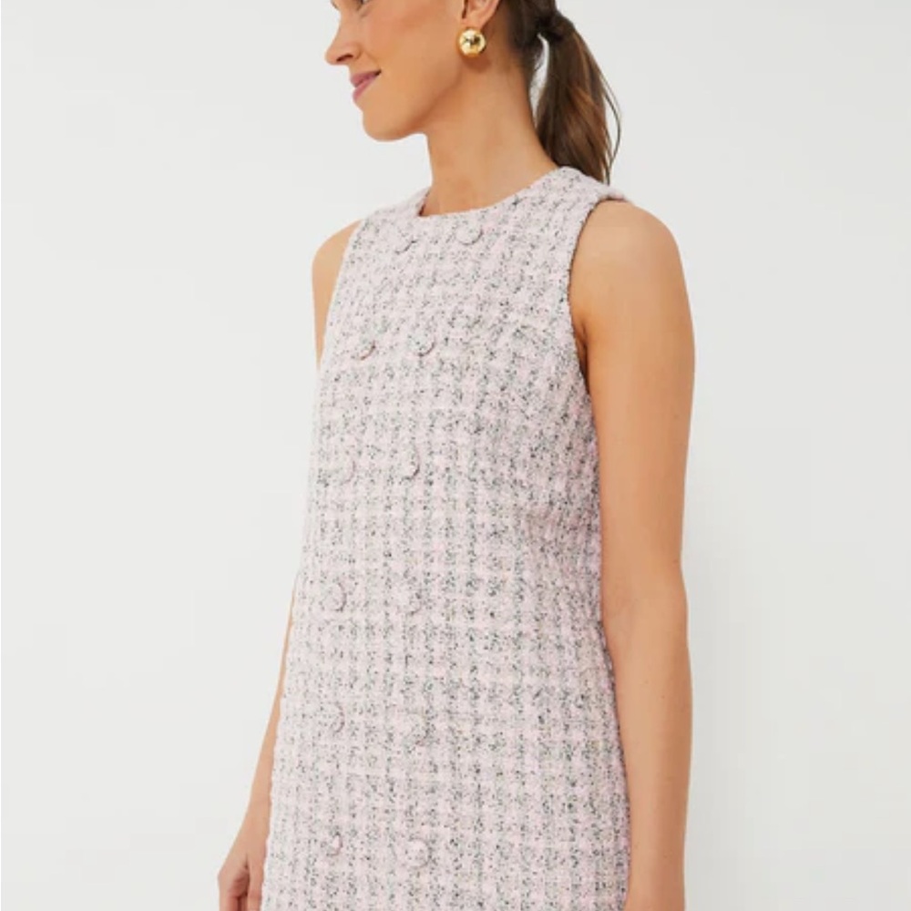 Pink Tweed Sleeveless Dress - Picture 2 of 5